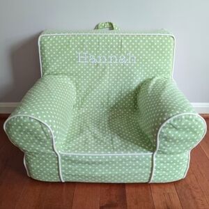 Pottery Barn "anywhere chair" with "Hannah" embroidery
